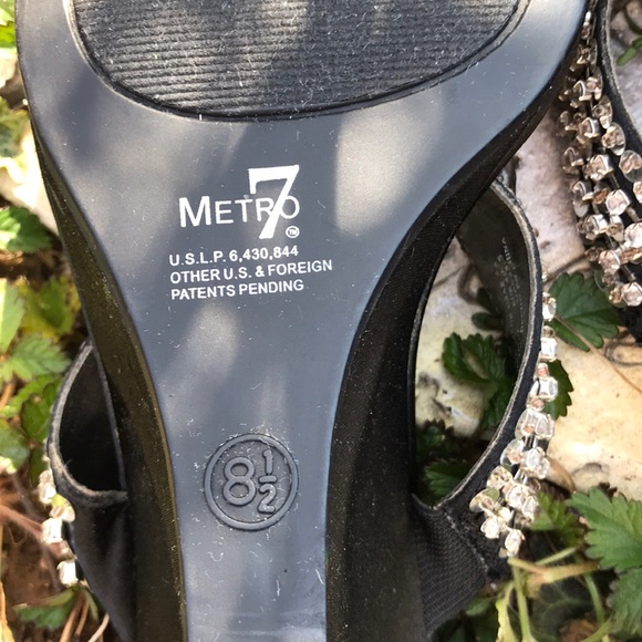Metro 7 Glitz Fabric Wedges Rhinestone Straps 8.5 - Picture 5 of 16